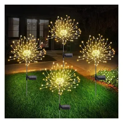 (warm white, 4Pcs 120LED 8-mode) 1/2/4pcs 200led Solar Led Firework Fairy Light Outdoor Garden D