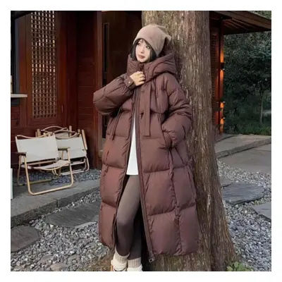 (as the picture, M) Fashionable And Loose Casual Hooded Long Coat For Women, Perfect For Winter