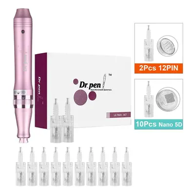 (M7W+10Pcs Nano 5D) Dr.pen M7w Rechargeable Microneedling Pen Anti-wrinkle Acne Scar Removal Der