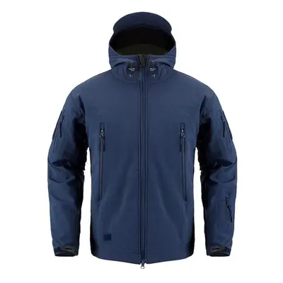 (navy blue, XXXXL) Waterproof Soft Shell Tactical Military Jacket Men Multi-pockets Fleece Lined