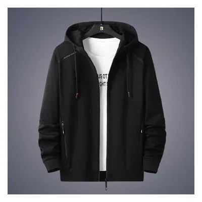 (black, 6XL) Autumn And Winter Men &apos;s Clothing Jacket Large Size Casual Fashion Solid Color