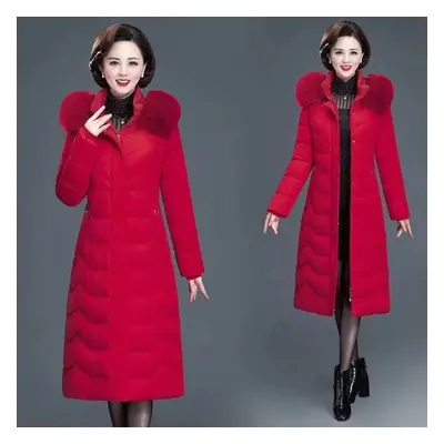 (red, XL) Plus Size Middle-aged And Elderly Plus Fertilizer Cotton-padded Jacket Women&apos;s Wi