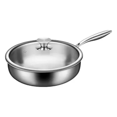 (26CM) Whole Body Tri-ply Stainless Steel 12inch Frying Pan With Lid, Oven Safe Induction Skille