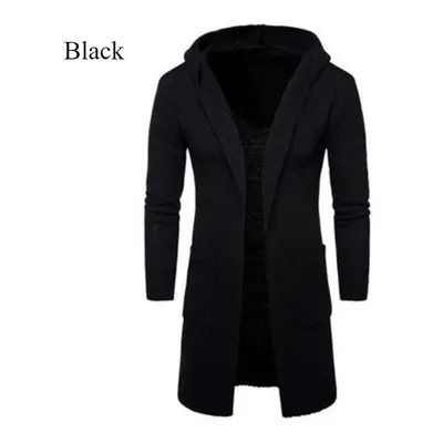 (black, XL) Men&apos;s Cardigan Hooded Thick Sweater Winter New Sweater To Wear A Warm Casual Co