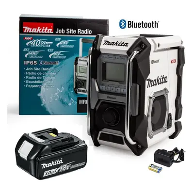 Makita Job Site Bluetooth Radio MR002GZ01 White LXT XGT 18V 40v 3.0Ah Battery