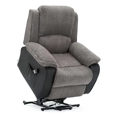 (Grey) Postana Dual Motor Riser Recliner Jumbo Cord Fabric Armchair Lift Chair