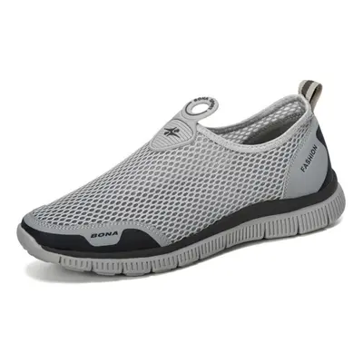 (light gray, 41) Bona Men Breathable Casual Shoes Krasovki Mocassin Basket Homme Comfortable Sne