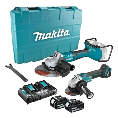 Makita DGA900PT2 18v / 36v Cordless Brushless 9" + 4.5" DGA504 Angle Grinder 5ah