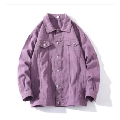 (purple, XXXXXL) Men&apos;s Denim Jacket Fashion Hole Retro Motorcyle Basic Coat Men Streetwear 