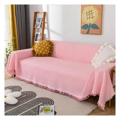 (pink, 180*340cm) Sofa Towel Throw Blanket Solid Color Knitting Sofa Covers Blanket Plaid Towel 