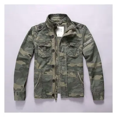 (army green, XXL) Outwear Camouflage Fashion Jacket Men&apos;s Casual Hooded Zipper Coat Militar