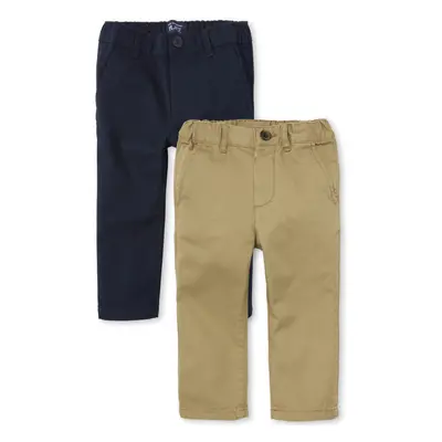 The Children's Place Baby Boys and Toddler Boys Stretch Chino Pants Flax/New Navy MONTHS