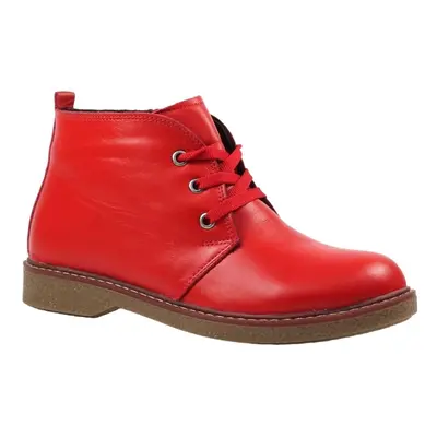 (7 UK, Red) Lunar Womens/Ladies Claire II Leather Ankle Boots