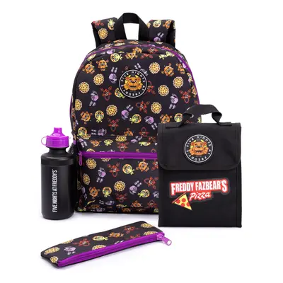 Five Nights At Freddys Backpack Set Kids Piece Lunch Box Water Bottle One Size