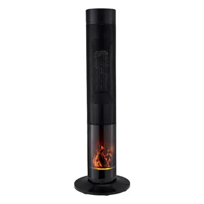 Tall Tower Fan Oscillating Heater with Fireplace Electric LED Remote