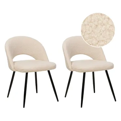 Set of Dining Chairs ONAGA Boucle Beige