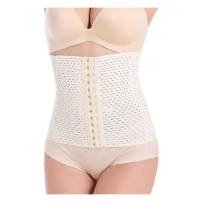 (Beige, L) Women Waist Cincher Hold Tummy Panels Hollow Out High Sexy Corset