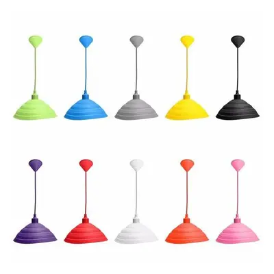 (Gray) Pendant Lamp Holder Colorful Silicone Folding Lampshade Ceiling Light Socket AC 110-240V