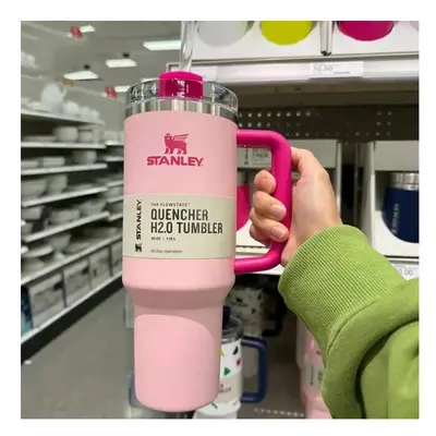 (Flamingo Pink (40oz)) 40oz Stanley Quencher H2.0 Tumbler Handle Straw Insulated Bottle Cup Mug