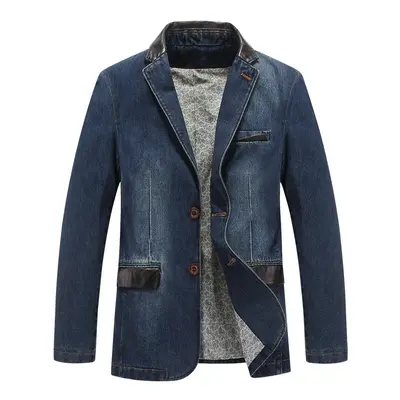 (Blue, L) Men's Denim Blazer Jacket Fashion jackets