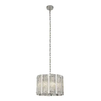 Searchlight ALEXANDRA - Light Satin Silver Ceiling Pendant with Aquatex Glass, Metal Bars