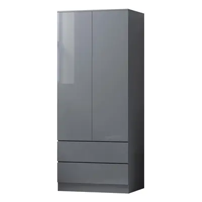 FWStyle Stora Door Drawer Combination Wardrobe - Grey Gloss Fronts Matt Frame