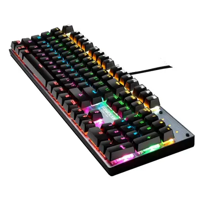 (Black) Wired Mechanical Keyboard Keys RGB Backlight Blue Switch Waterproofd USB Gaming Keyboard