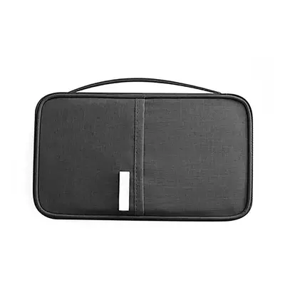 (Black, L) Travel Organiser Passport Document Holder RFID Cards Tickets Wallet Pouch Storage Bag