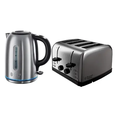 Russell Hobbs Electric Kettle and Slice Toaster Set Stainless Steel