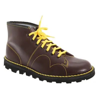 (12 UK, Wine) Grafters Mens Original Coated Leather Retro Monkey Boots