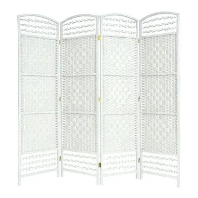 (4 Panel) White 4/6 Panel Wicker Room Divider Privacy Screen