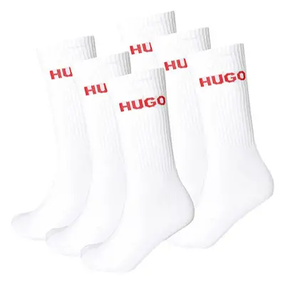 6-Pack Red Logo Ribbed Sports Socks, White