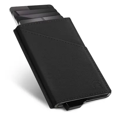 Card Holder Wallet. Black Vegan Leather RFID Card Holder for Men. Minimalist Wallet Credit Card 