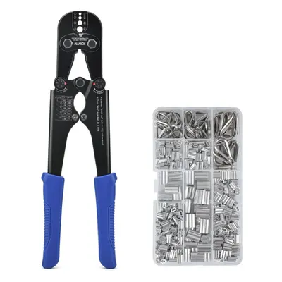 iCrimp Wire Rope Crimping Tool Kit with 330pcs Loop Sleeve and 45pcs Stainless Steel Thimble Wir