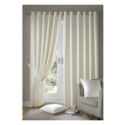 Madison Eyelet Curtains Cream Ivory 66x72"