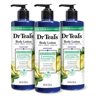 Dr Teal's Body Lotion Glow & Hydrate Ceramides & Avocado Oil fl oz (Pack of 3)