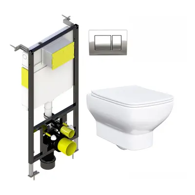 Nes Home Rimless Square Wall Hung Toilet Pan & Wall Frame