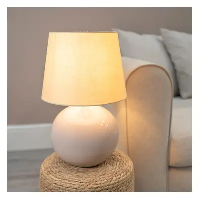 Bosco Natural Stone Ceramic Table Lamp with Beige Tapered Lamp Shade