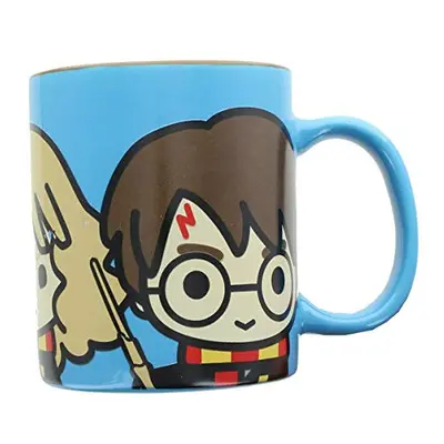 Harry Potter Coffee Mug, oz - Blue with Harry, Hermione and Ron Chibi Design - Gift for Kids and