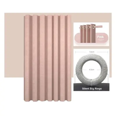 (pink, W180xH180cm) Imitation Linen Shower Curtain With Big Rings Bathroom Waterproof Thick Fabr