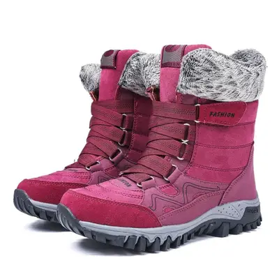 (purple,red, 39) Tuinanle Women Snow Boots Winter Soft Plush Mid-calf Boots Female Non-slip Warm