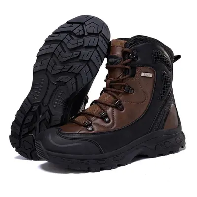 (brown, 44) Tuinanle Men&apos;s Hiking Shoes Platform Tactical Boots Male Outdoor Non Slip Deser