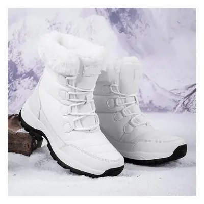 (white, 38) Mctin Women Winter Snow Boots Warm Platform Ladies Women&apos;s Shoes Fur Ankle Boot