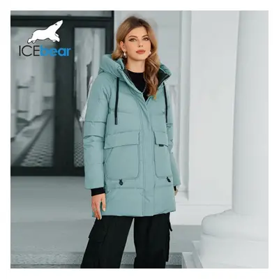 (blue, 42) Icebear Women&apos;s Padded Jacket New Winter With Hooded Zipper Stylish Warm Jacket 