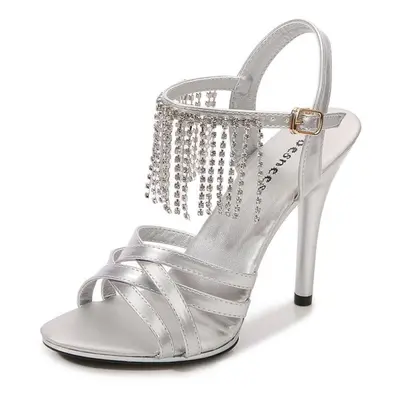 (silver, 37) Women&apos;s Sexy Stiletto Sexy Super High Heels Nightclub Sandals Series 11cm High