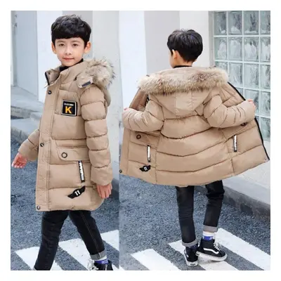 (light brown, 130cm) Winter Clothing Boys Warm Thicker Cotton Winter Jacket -30 Degrees