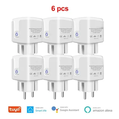 (as the picture, Pcs) Tuya Smart Wifi Plug 20a Eu Smart Socket Outlet With Power Monitor Timer F