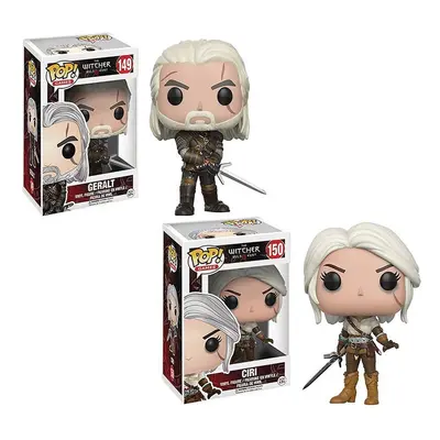 (Ciri+Geralt) Ciri Geralt Yennefer Mini Figure Toy | The Witcher Wild Hunt Funko Pop