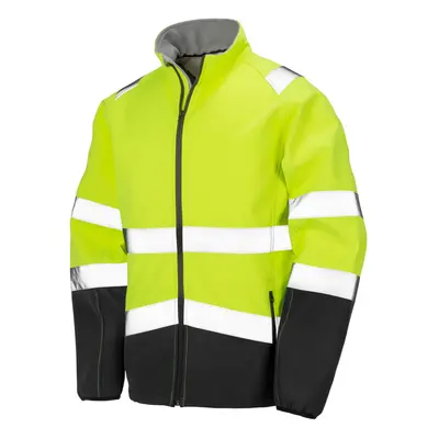 (XL, Fluorescent Yellow) SAFE-GUARD by Result Unisex Adult Hi-Vis Softshell Printable Safety Jac