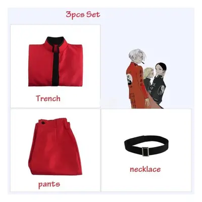 (red, XXL) Anime Tokyo Kurokawa Rindo Haitani Earrings Cosplay Black Red Tenjiku Jacket Uniform 